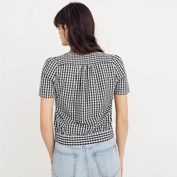 Madewell short-sleeve wrap top in gingham check - Picture 2 of 6
